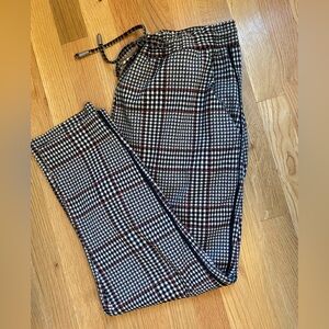 Anthropologie Black and White Plaid Joggers